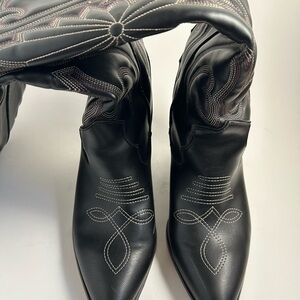 Steve Madden Black Embroidered Heeled Boots